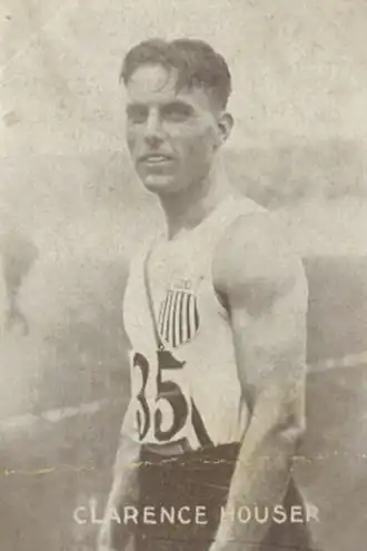 Olympiasieger Clarence „Bud“ Houser auf einer norwegischen&nbsp;Sammelkarte