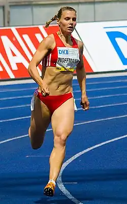 Claudia Hoffmann, spätere Claudia Grunwald, schied nach Erreichen des Semifinales als Sechste ihres Rennens&nbsp;aus