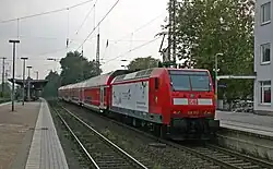 Recklinghausen Hbf: Der Rhein-Haard-Express in Fahrtrichtung Düsseldorf&nbsp;Hbf