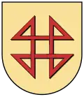 Wappen von Hausgereut (Rheinau, Baden):[7] Hausmarke mit Dreiecken statt Schleifen