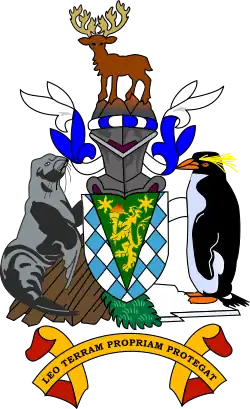 Wappen Südgeorgiens und der Südlichen Sandwichinseln: eine Robbe und ein Pinguin