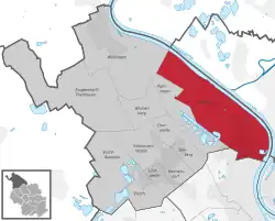 Lage des Stadtteils Merkenich im Stadtbezirk Köln-Chorweiler