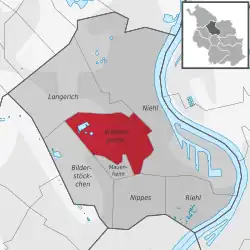 Lage des Stadtteils Weidenpesch im Stadtbezirk Köln-Nippes