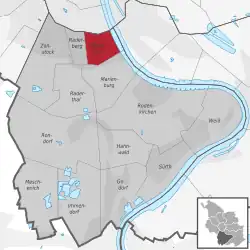 Lage des Stadtteils Bayenthal im Stadtbezirk 2
