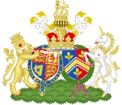 Kombinierte Wappen von William und Cathrine anlässlich ihrer Hochzeit (in der Form gültig 2011–2022)