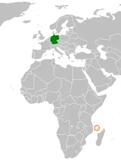 Lage von Deutschland und der Komoren