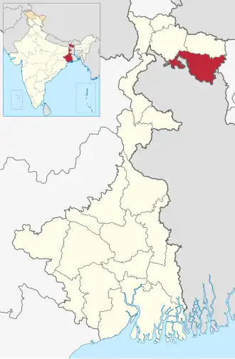 Positionskarte des Distrikts Koch Bihar