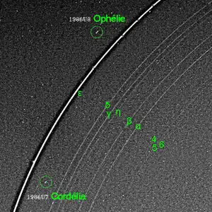 Die Monde Ophelia und Cordelia, aufgenommen von Voyager 2