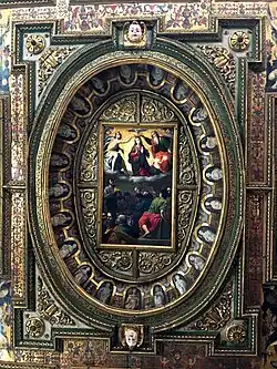 Detail der Kassettendecke mit Marienkrönung über dem Nonnenchor