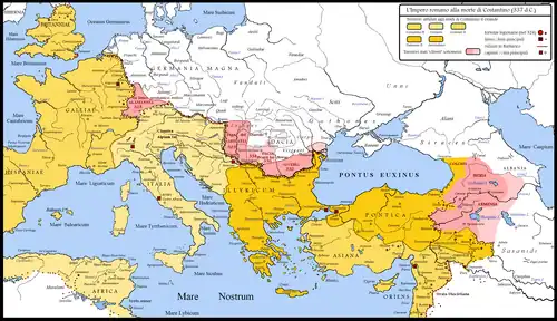 Das Römische Reich beim Tod Konstantins