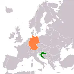 Lage von Deutschland und Kroatien