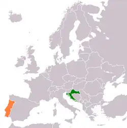 Lage von Kroatien und Portugal