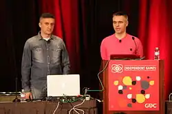 Alen Ladavac (rechts) und Davor Hunski von Croteam auf der gamesd Developer Conference 2015