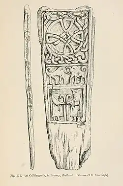 Vorder- und Rückseite des Bressay Stone - Joseph Anderson 1881