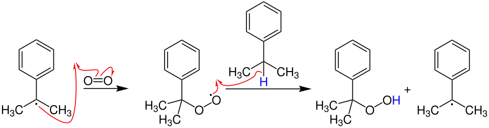Cumolhydroperoxid-Verfahren Kettenfortpflanzung