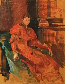 Curt Herrmann: Dame in rotem Kleid, 1893