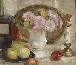 Stillleben mit Blumen und Äpfeln