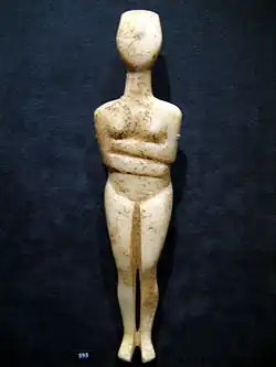 Kanonisches Kykladenidol „Kapsalatyp“ von der Insel Paros?, 25.2&nbsp;cm, Goulandris Museum Athen