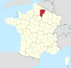 Lage des Departements Aisne in Frankreich