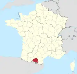 Lage des Departements Ariège in Frankreich