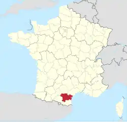 Lage des Departements Aude in Frankreich