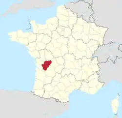 Lage des Departements Charente in Frankreich