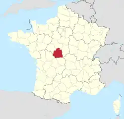 Lage des Departements Indre in Frankreich