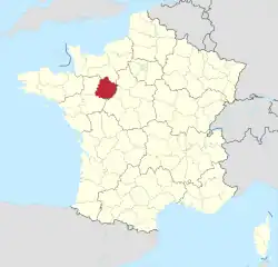 Lage des Departements Sarthe in Frankreich