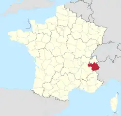 Lage des Departements Savoie in Frankreich
