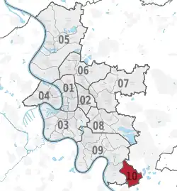 Lage des Stadtbezirks 10 in Düsseldorf