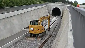 Neubautunnel, Portal Ostelsheim beim Gleisbau, 26. Mai 2024