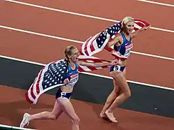 EmmaCoburn und Courtney Frerichs feierten nach dem Rennen ihren&nbsp;Erfolg