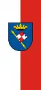 Bannerflagge der Stadt Lauda-Königshofen mit aufgelegtem Wappen