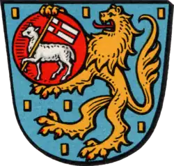 auf dem Schild, gehalten von einem nassauischen Löwen (Niederseelbach)