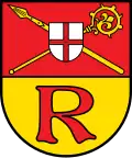 Wappen von Ramsen (Pfalz): Krummstab und goldene Lanze gekreuzt