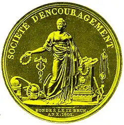 Goldmedaille der Ausstellung der „Société d'encouragement pour l'industrie nationale“ von 1809