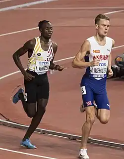 Filip Ingebrigtsen (rechts) – Rang sieben in&nbsp;3:37,00&nbsp;min Isaac Kimeli – Rang neun in&nbsp;3:37,50&nbsp;min