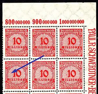 1923 'Korbdeckel' mit Plattenfehler „HT“