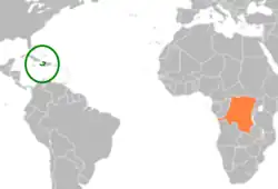 Lage von Haiti und Demokratische Republik Kongo