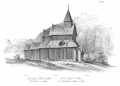 Stabkirche Urnes gezeichnet von J. C. C. Dahl, 1837