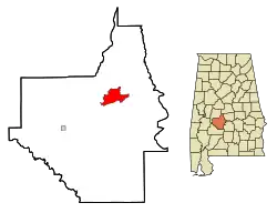 Lage von Selma im Dallas County (links) und in Alabama (rechts)