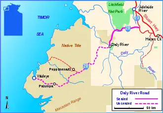 Übersichtskarte Daly River Road