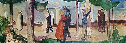 Tanz am Strand (Freia Fries) (1922), Öl auf Leinwand, 134 × 387 cm, Freia-Schokoladenfabrik, Oslo