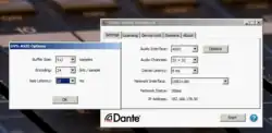 Dante Virtual Soundcard – Einstellungenfenster auf einem Windows-Rechner