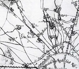 Luxemburger Straße („Zülpicher Straß“), Schweidkarte von Abraham Hogenberg (1609)