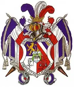 Studentenwappen mit Straußenfedern in Verbindungsfarben