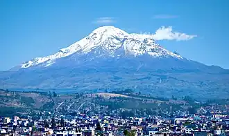 Der Chimborazo von Riobamba aus gesehen