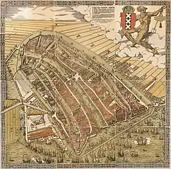 Vogelvluchtkaart – Amsterdam aus der Vogelperspektive (1544) Holzschnitt