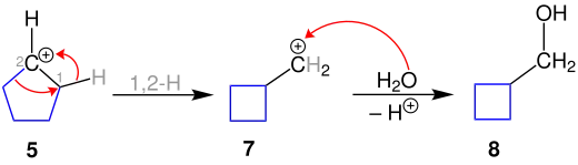 Reaktionsmechanismus der Ringverkleinerung der Demjanov-Umlagerung, b
