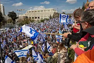 Demonstration vor der Knesset in Jerusalem, 13. Februar 2023